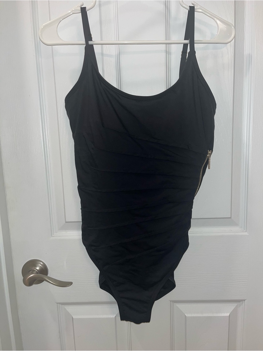 Calvin Klein Black womens One-Piece Swimsuit with Side Zip Accent